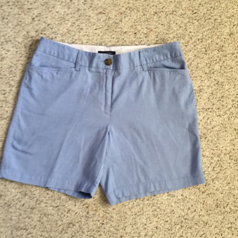Lands End Blue Chambray Mid Rise Shorts Size 10